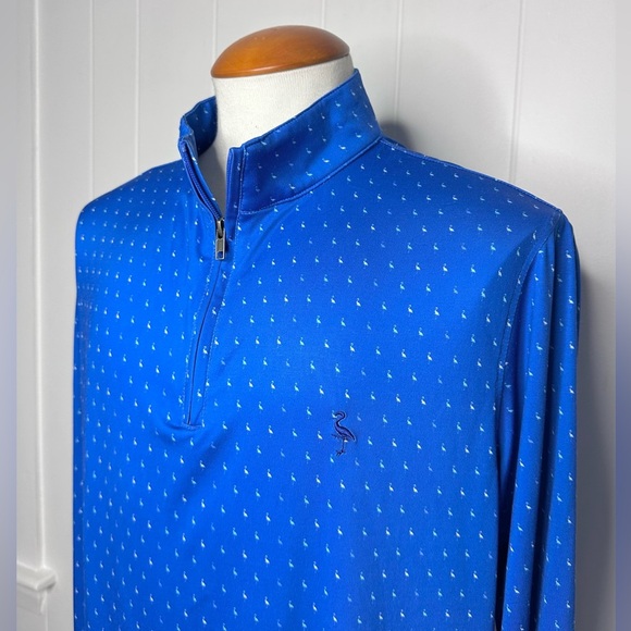 Tailorbyrd Royal Blue Byrd Print Performance Quarter Zip - Picture 6 of 11